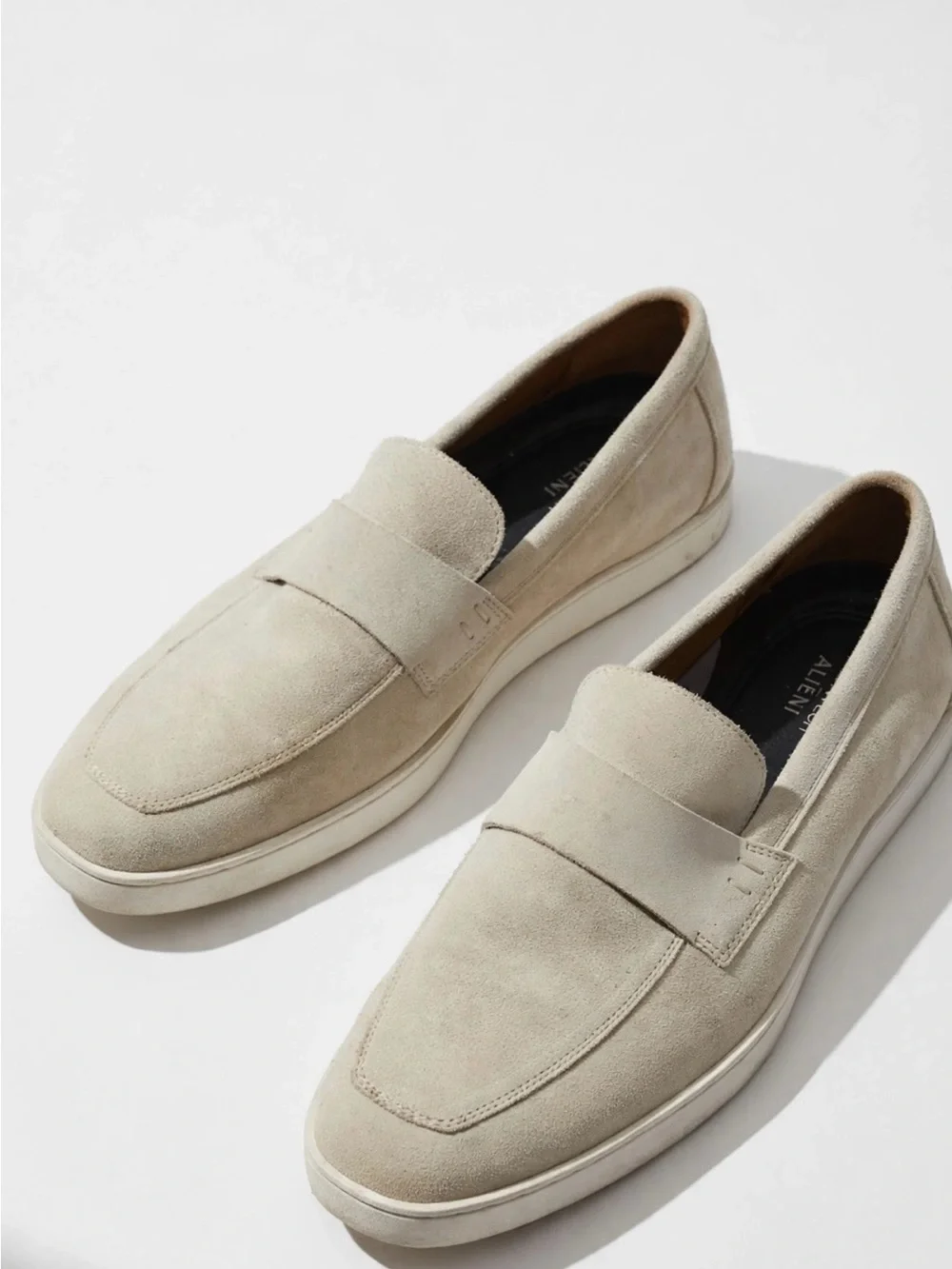 Alfani Men's Suede Penny Loafers in Cream